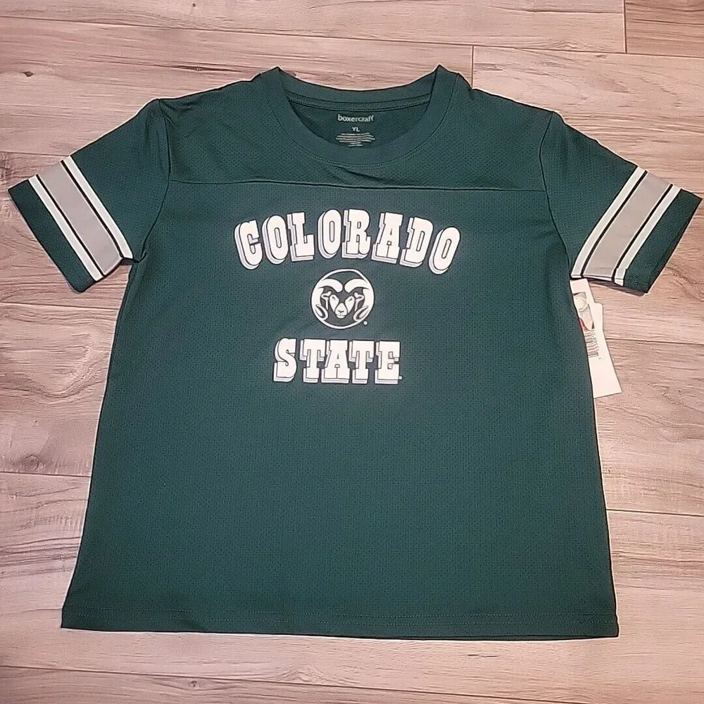 Colorado State‎ Rams Youth Short Sleeve T Shirt YL Green Cotton  Boxer Craft